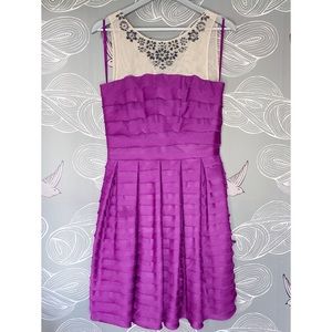 BCBGMaxAzria Magenta Illusion Necklace Dress Sz M